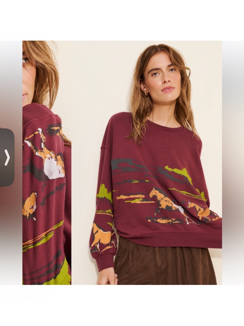 Daydreamer Running Horse Pullover Size M